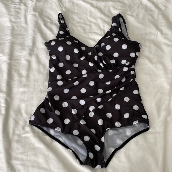 Cupshe Black and White polka dot One Piece Swimsuit size XL NWT - Picture 2 of 4